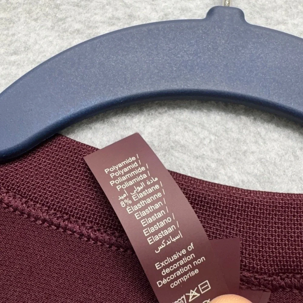 Nike X Skims Top Womens XS Maroon Currant V Neck Oversized Tee Sport New